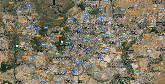 Mapa Fútbol en Madrid